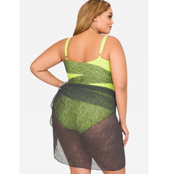 New Plus Size Women’s Ladies ASHLEY STEWART Long Mesh Swimsuit Sarong Co… - Picture 3 of 7